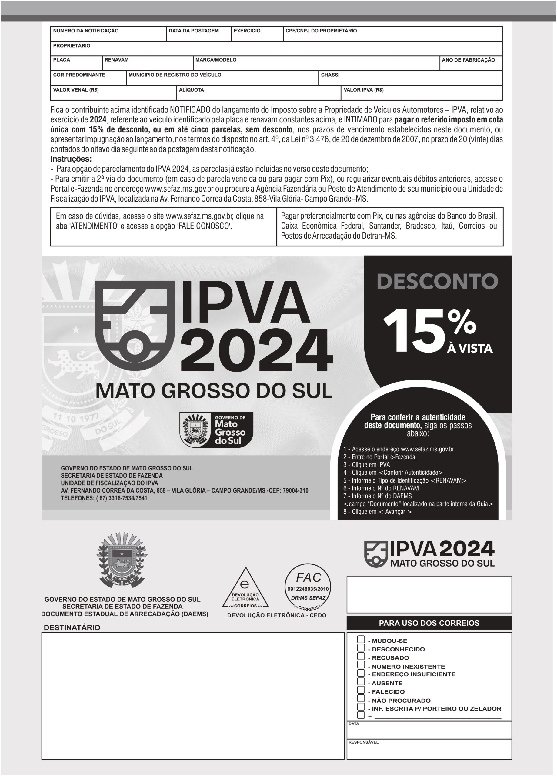 Autoatendimento IPVA SEFAZ MS Secretaria de Estado de Fazenda